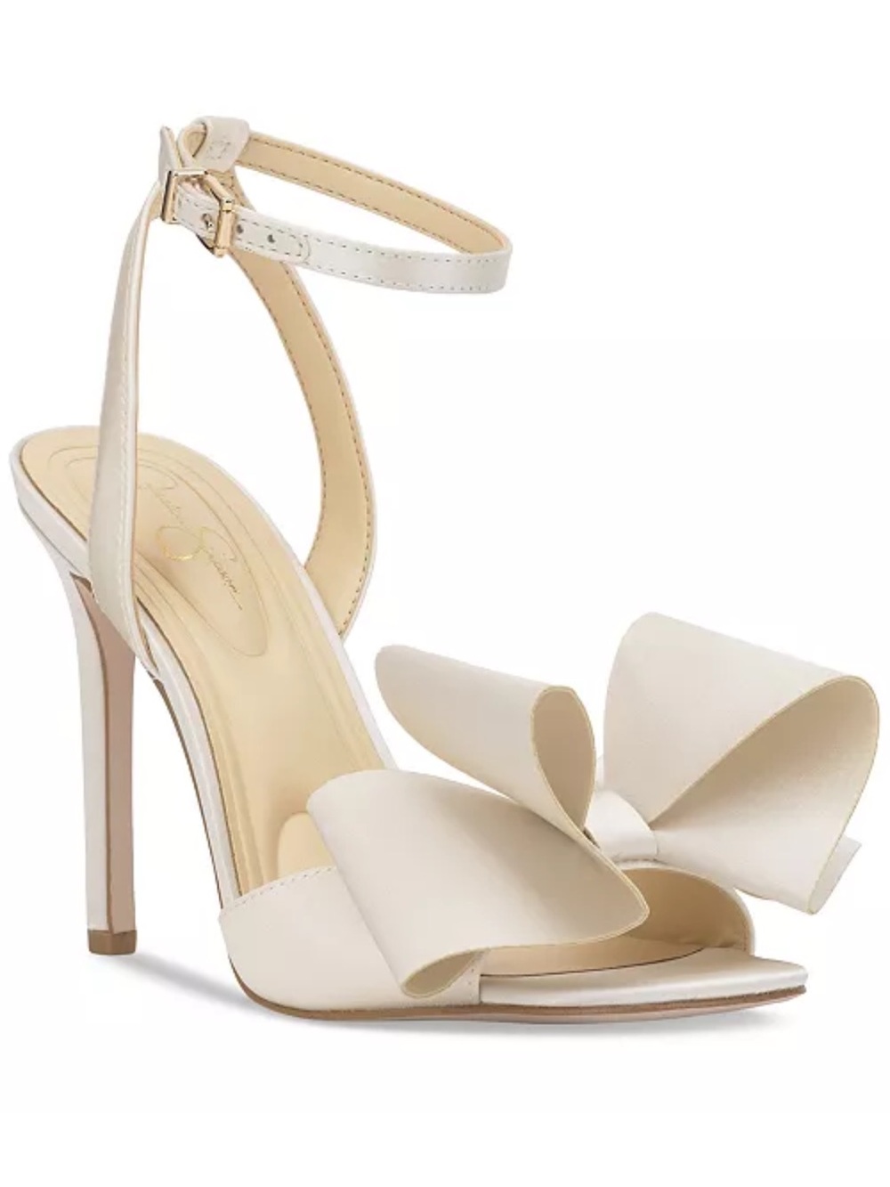 Jessica Simpson Ivory Satin Olivine Bow Stiletto